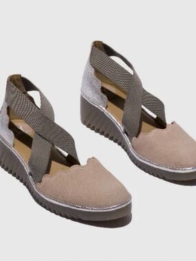 FLY London Womens Lago292fly Gray Ankle Strap Heels US 7.5-8 EUR 38 NWOT